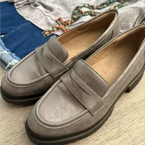Gray Metallic Loafers